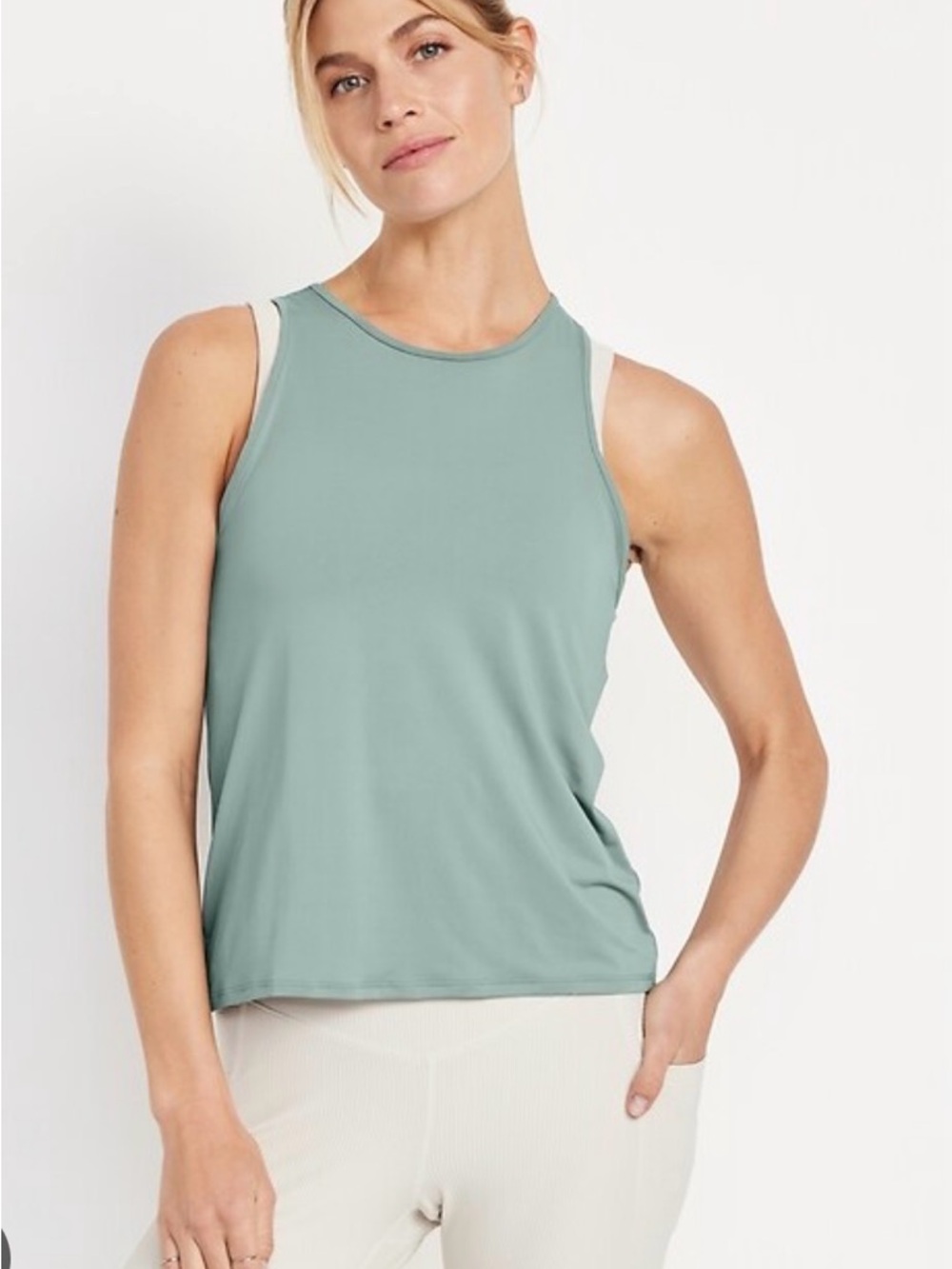Old Navy Sage Green Cut-out Back Tank Top